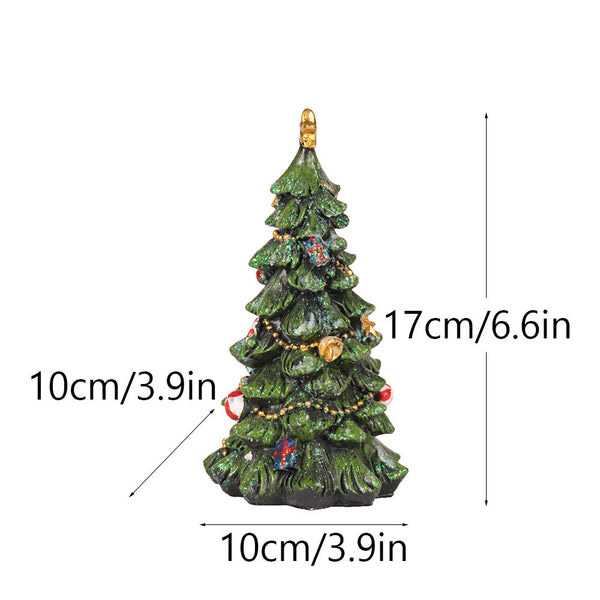 Miniature Decorated Christmas Tree Tabletop Ornament Holiday Village Display Decoration(Green) Seasonal Decorations
