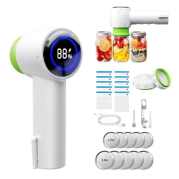 Multi Function Handheld Vacuum Sealer & Inflator With Led Display For Food Storage Jars Bags Balls(White) Vacuum Sealers