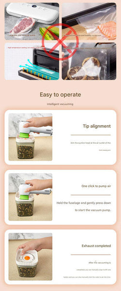 Multi Function Handheld Vacuum Sealer & Inflator With Led Display For Food Storage Jars Bags Balls(White) Vacuum Sealers