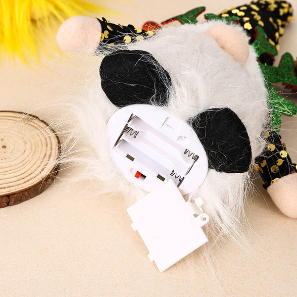 Light Up Christmas Gnome Plush Doll With Sequin Hat & Antlers Festive Led Tabletop Decoration(Silver) Seasonal Decorations