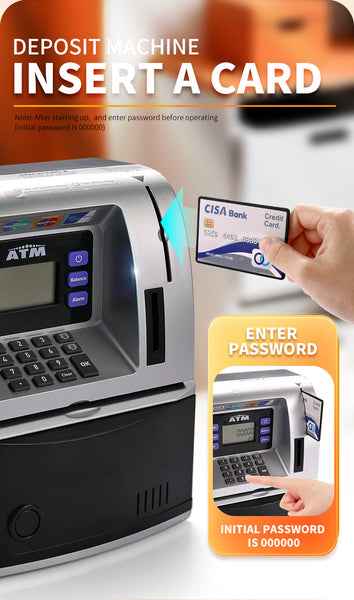 Kids Electronic Atm Savings Bank Digital Piggy With Password Auto Roll In Banknotes & Coin Slot For Financial Learning Fun(Pink) Money Boxes