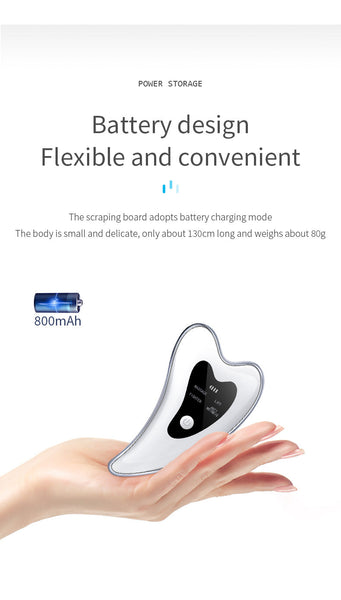 Electric Gua Sha Facial Massager With Heat Vibration & Led Light Therapy 4 In 1 Scraping Tool For Face Lifting Skin Tightening & Anti Wrinkle(White) M