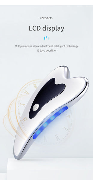Electric Gua Sha Facial Massager With Heat Vibration & Led Light Therapy 4 In 1 Scraping Tool For Face Lifting Skin Tightening & Anti Wrinkle(White) M