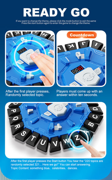 2Pc Electronic Alphabet Categories Game Fast Paced Word Challenge For Family Fun Blue Activity Toys
