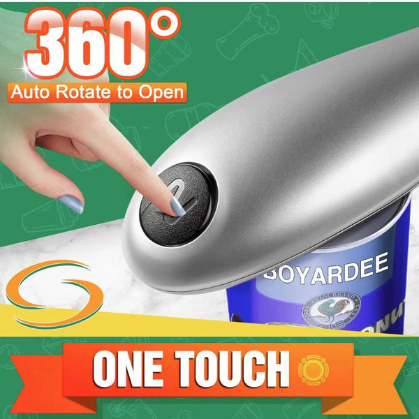 2Pc One Touch Electric Can Opener Automatic Hands Free Operation With Safety Smooth Edge(Silver) Can Openers