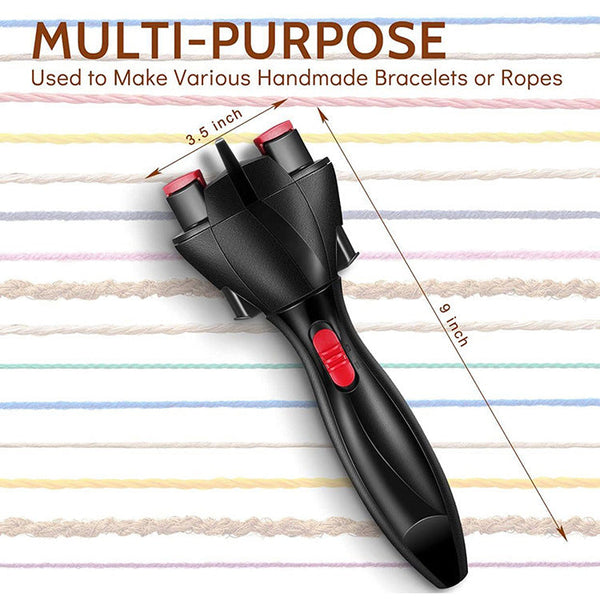 Automatic Hair Braiding Tool Bi Directional Rotation Quick Twist Styling For Braids & Handmade Bracelets(Black) Sets & Kits