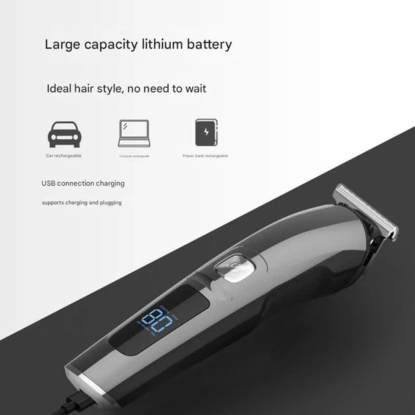 All In One Professional Men's Grooming Kit Ipx7 Waterproof Hair Clipper & Beard Trimmer With Led Display(Grey) Clippers & Trimmers