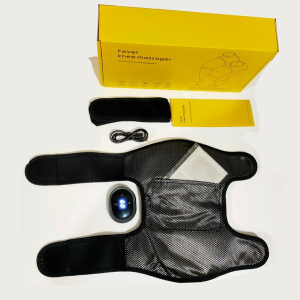 Rechargeable Heated Knee Massager Brace With Vibration & Adjustable Straps(Black) Massagers