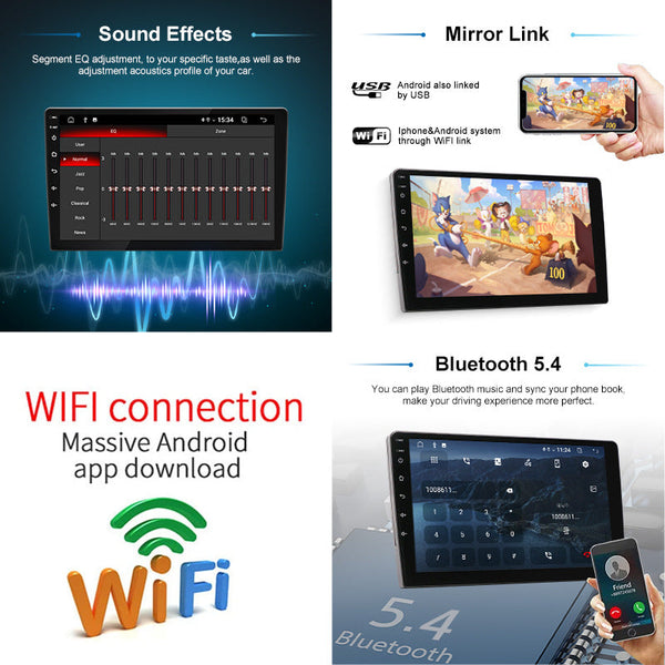 Universal 9 Inch Android Car Stereo Locator Technology Navigator Qled Hd Touchscreen 2Gb Ram 32Gb Rom Wifi Bluetooth 5.4 Carplay & Mirror Link Black I