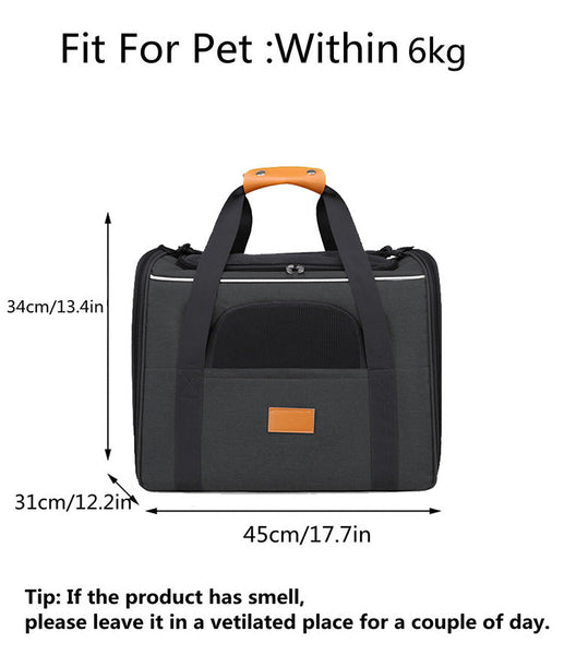 Foldable Soft Sided Pet Carrier For Travel Fits Cats & Small Dogs Under 6Kg With Removable Plush Bed Shoulder Strap(Black) Pet Transport