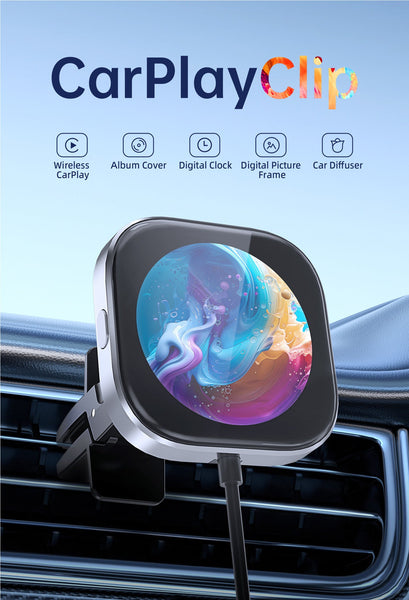 Elosung Wireless Carplay Adapter With 1.6" Multi Functional Screen Diffuser & 360 Vent Clip Silver) Diffusers