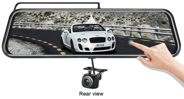 10 Inch Dual Lens Dash Cam Mirror 1080P Fhd Touch Screen Car Dvr With Rear Camera Night Vision & G Sensor(Black) Rear View Monitors/Cams & Kits