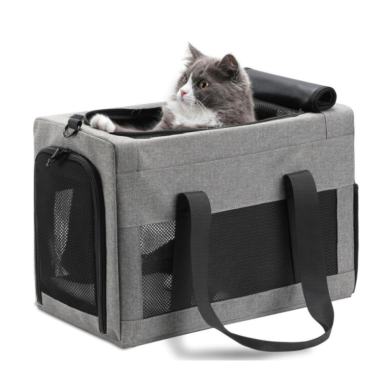 Sturdy & Breathable Pet Carrier For Small Cats Dogs Collapsible Travel Bag With Steel Frame Safety Locks Sunshade(Grey) Pet Transport