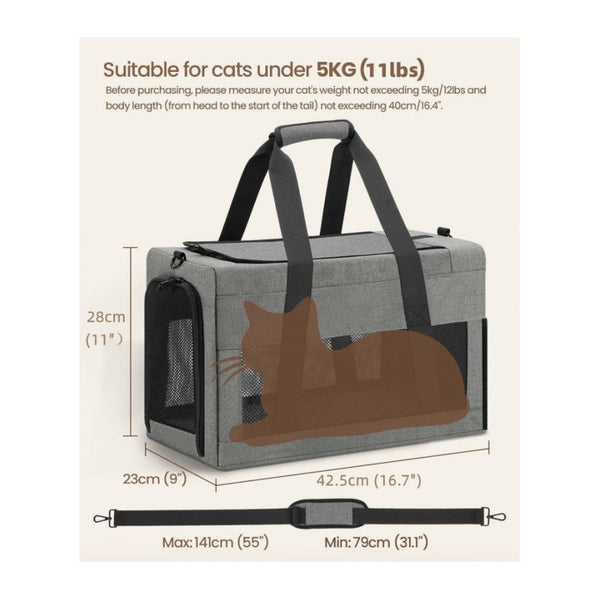 Sturdy Breathable Pet Carrier Small Cats Dogs Collapsible Travel Bag With Steel Frame Safety Locks Sunshade Black Pet Transport