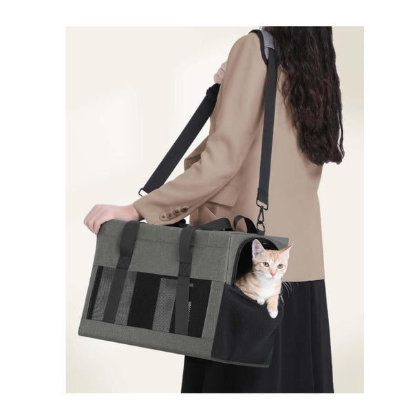 Sturdy Breathable Pet Carrier Small Cats Dogs Collapsible Travel Bag With Steel Frame Safety Locks Sunshade Black Pet Transport