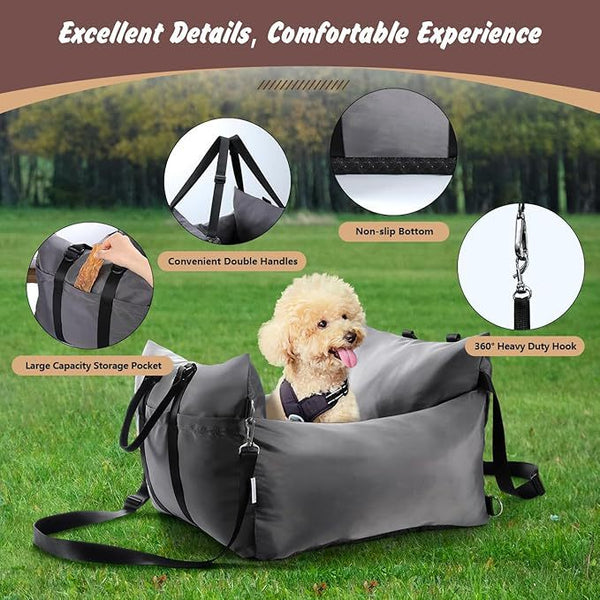 2 In 1 Pet Car Booster Seat And Travel Bed Removable Non Slip For Small Dogs Cats Grey Pet Beds