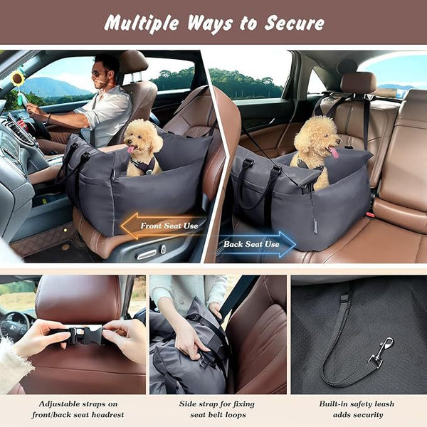 2 In 1 Pet Car Booster Seat And Travel Bed Removable Non Slip For Small Dogs Cats Grey Pet Beds