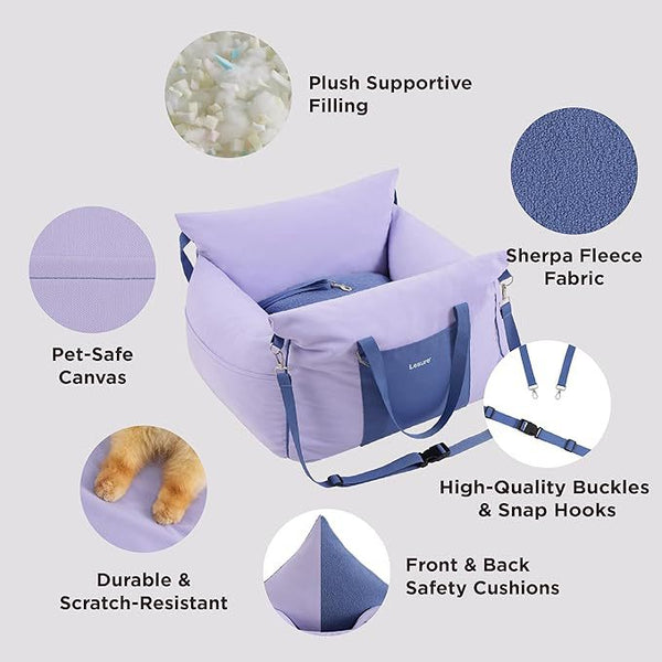 2 In 1 Pet Car Booster Seat And Travel Bed Removable Non Slip For Small Dogs Cats Grey Pet Beds