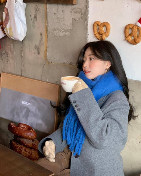 2Pc Luxuriously Soft Winter Scarf With Tassel Fringe Ultra Cozy & Warm Neck Wrap Sky Blue Scarves & Wraps