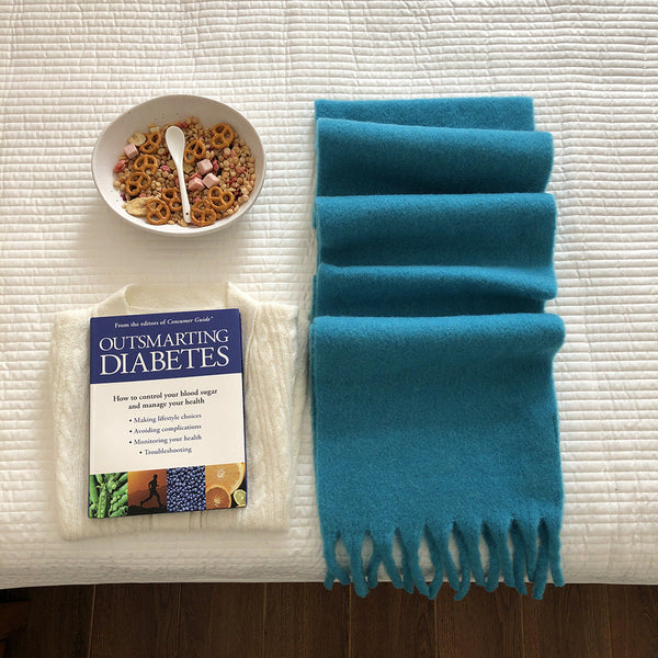 2Pc Luxuriously Soft Winter Scarf With Tassel Fringe Ultra Cozy & Warm Neck Wrap Lake Blue Scarves & Wraps