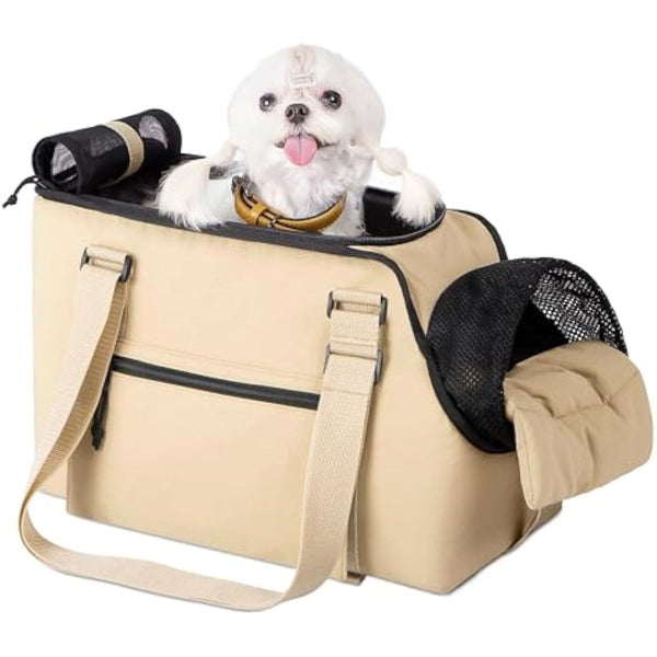 Versatile Pet Carrier Tote Bag For Small Dogs & Cats Waterproof Seat Function Adjustable Safety Exit Khaki Pet Transport