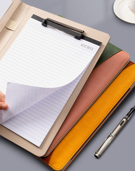 A4 Pu Leather Business Portfolio With Ring Binder Calculator & 40 Sleeves(Brown) School Supplies