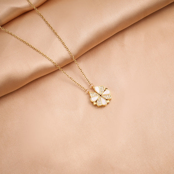 S925 Sterling Silver In 1 Magnetic Convertible Clover To Hearts Pendant Necklace Gold Necklaces & Pendants