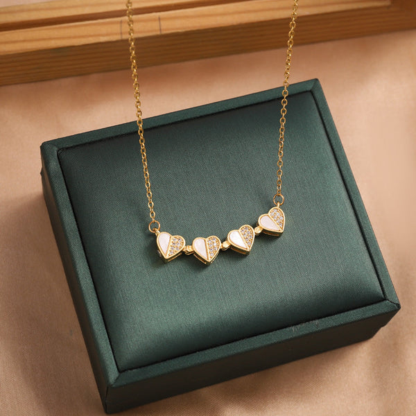 S925 Sterling Silver In 1 Magnetic Convertible Clover To Hearts Pendant Necklace Gold Necklaces & Pendants