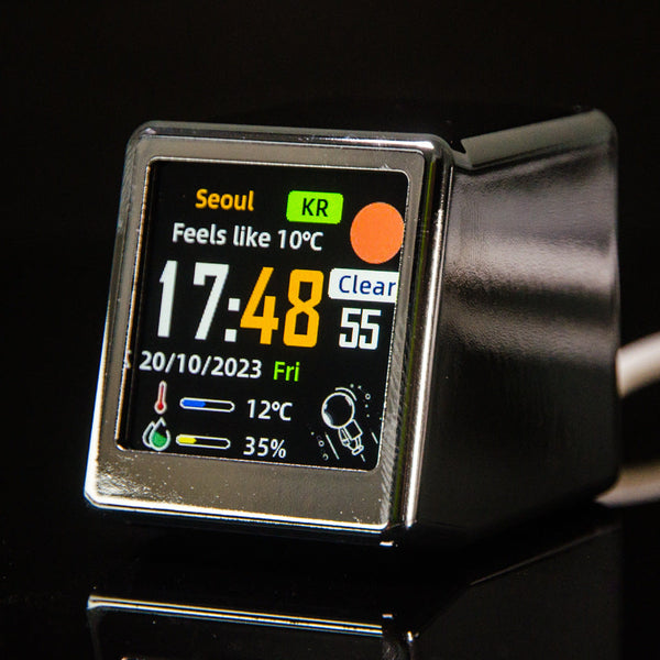 2Pc Mini Smart Wi Fi Weather Station Clock Desktop Digital With Hd Ips Screen Customizable Gif Display & 3 Day Forecast Silver Weather Stations