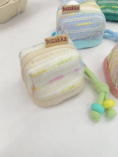 3Pc Chic Woven Mini Backpack Pouch Earphone Case & Coin Purse With Keychain Lanyard(Pink) Women's Bags & Handbags