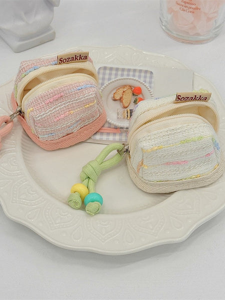 3Pc Chic Woven Mini Backpack Pouch Earphone Case & Coin Purse With Keychain Lanyard(Pink) Women's Bags & Handbags