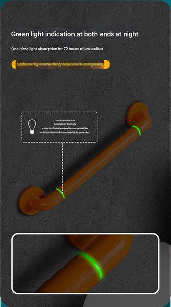 2Pc Heavy Duty Anti Slip Safety Grab Bar With Luminous Rings Stainless Steel Core Bathroom Handrail Yellow 30Cm Commodes & Shower Chairs