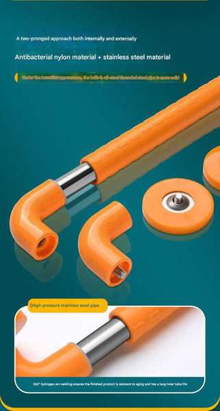 2Pc Heavy Duty Anti Slip Safety Grab Bar With Luminous Rings Stainless Steel Core Bathroom Handrail Yellow 30Cm Commodes & Shower Chairs
