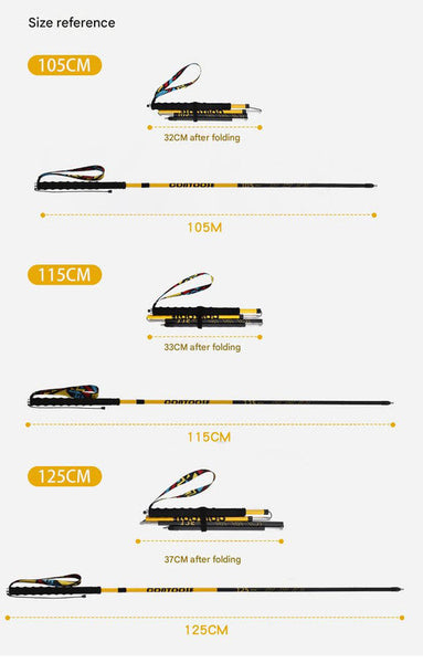 Ultralight Carbon Fiber Foldable Trail Running & Hiking Pole(Yellow Recommended Height Range 175 185Cm) Walking & Trekking Sticks
