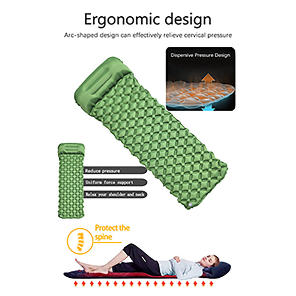 2Pc Ultralight Inflatable Camping Sleeping Mat With Integrated Pillow Waterproof 40D Nylon Tpu Navy Blue Sleeping Mats