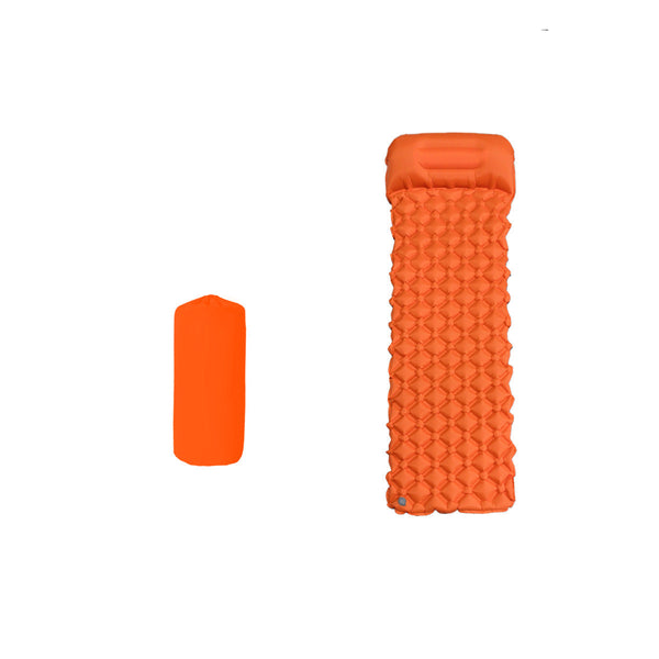 2Pc Ultralight Inflatable Camping Sleeping Mat With Integrated Pillow Waterproof 40D Nylon Tpu Orange Sleeping Mats