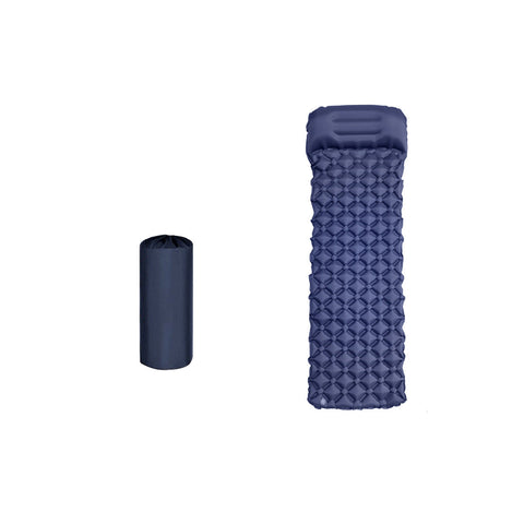 2Pc Ultralight Inflatable Camping Sleeping Mat With Integrated Pillow Waterproof 40D Nylon Tpu Navy Blue Sleeping Mats