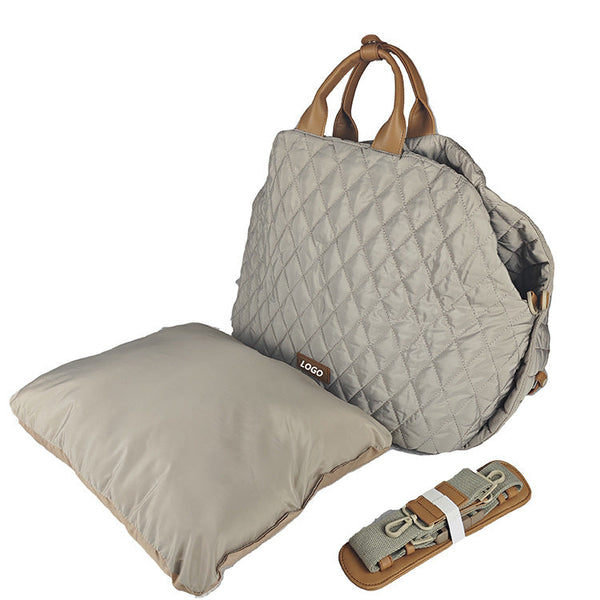 Luxury Quilted 2 In 1 Pet Travel Carrier & Booster Seat For Small Dogs(Beige) Pet Transport