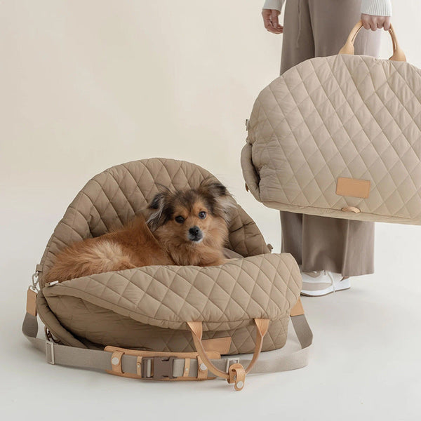 Luxury Quilted 2 In 1 Pet Travel Carrier & Booster Seat For Small Dogs(Blue Gray) Pet Transport
