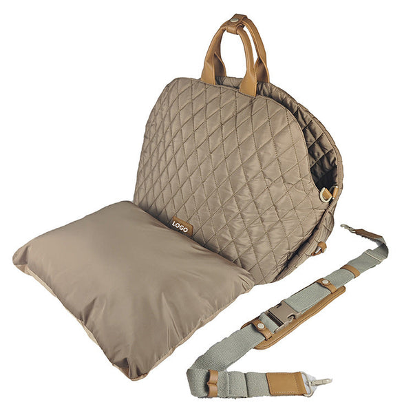 Luxury Quilted 2 In 1 Pet Travel Carrier & Booster Seat For Small Dogs(Camel) Pet Transport