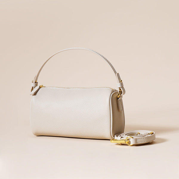 Genuine Leather Boston Bag Mini Barrel Crossbody & Top Handle Purse(White) Women's Bags & Handbags