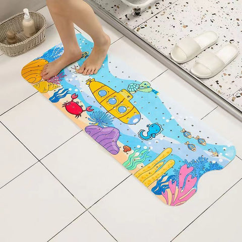 Non Slip Pvc Bath & Shower Mat With Suction Cups And Drainage Holes Cartoon Ocean Theme(Submarine) Non Slip Appliqués & Mats