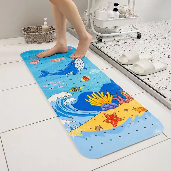 Non Slip Pvc Bath & Shower Mat With Suction Cups And Drainage Holes Cartoon Ocean Theme(Blue Whale) Non Slip Appliqués & Mats