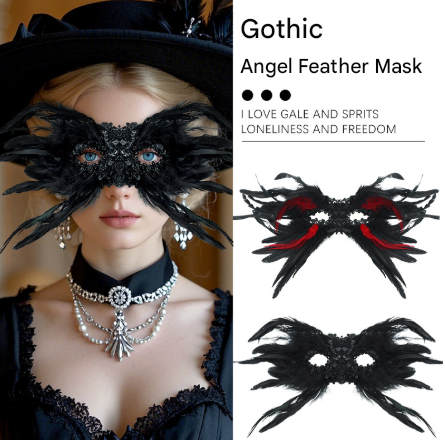 Black Mysterious Gothic Feather Masquerade Mask Angel Wing Venetian Party Costume Masks