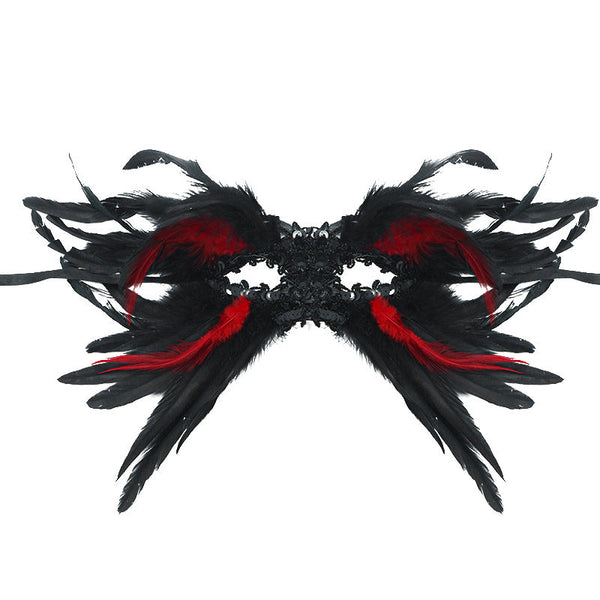 Red And Black Mysterious Gothic Feather Masquerade Mask Angel Wing Venetian Party Costume Masks