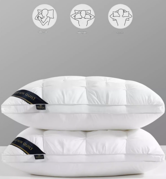 White Luxury Adjustable Bed Pillow Set (2 Pack) Hotel Quality Down Alternative For Ultimate Neck Support & Comfort Pillows