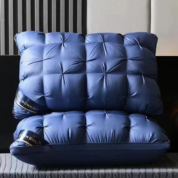 Blue Luxury Adjustable Bed Pillow Set (2 Pack) Hotel Quality Down Alternative For Ultimate Neck Support & Comfort Pillows