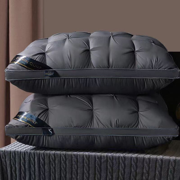 Dark Grey Luxury Adjustable Bed Pillow Set (2 Pack) Hotel Quality Down Alternative For Ultimate Neck Support & Comfort Pillows