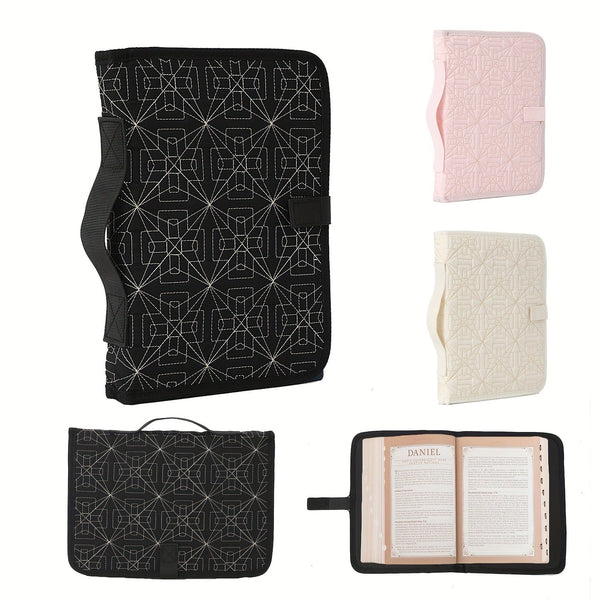 Elosung Black Elegant Quilted Bible Cover Protective Book Case With Carry Handle Other Books