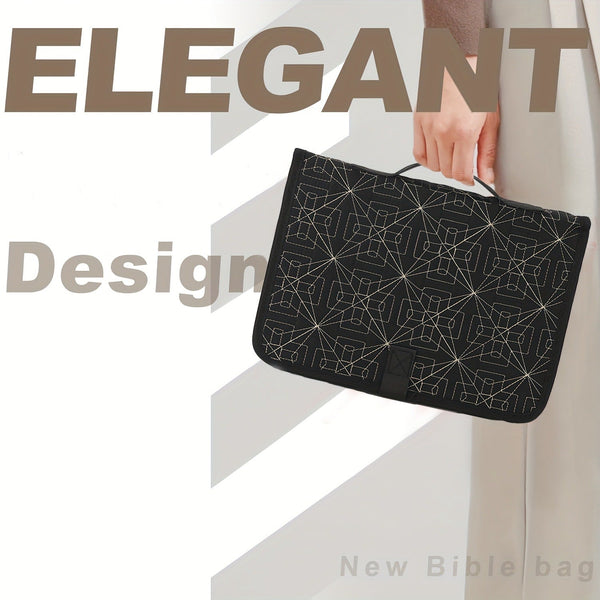 Elosung Black Elegant Quilted Bible Cover Protective Book Case With Carry Handle Other Books